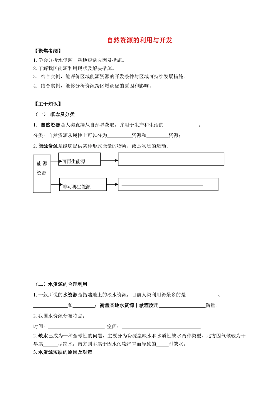 江苏省常州市高考地理一轮复习 资源学案-人教版高三全册地理学案_第1页