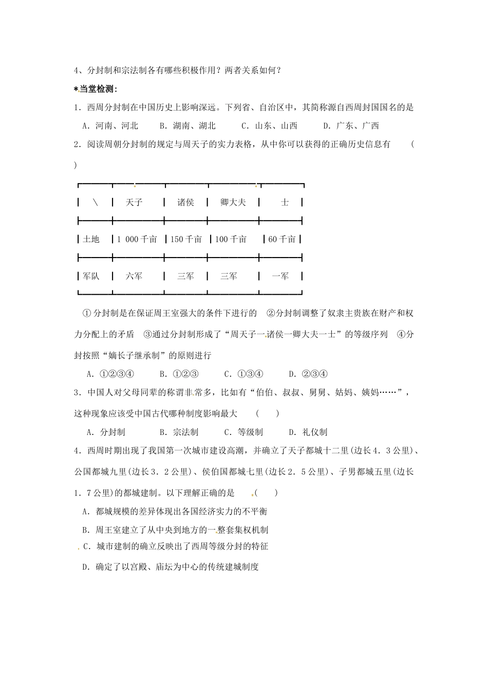 四川省宜宾市南溪二中高中历史 第1课 夏、商、西周的政治制度学案 新人教版必修1_第2页