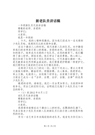 新老队员的讲话发言稿