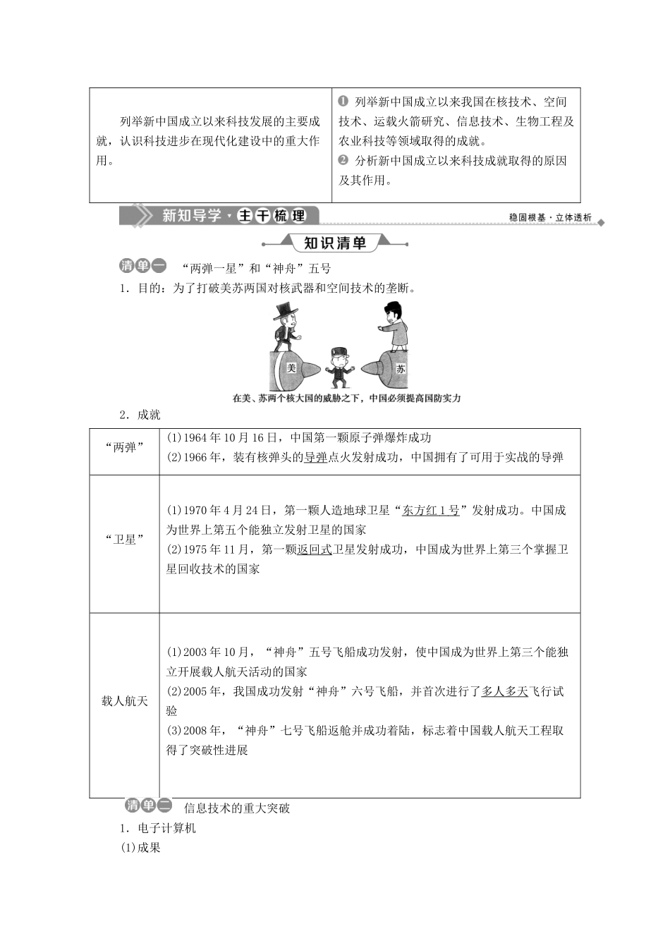 高中历史 第五单元 现代中国的科技与文化 第13课 新中国的科技成就学案 北师大版必修3-北师大版高一必修3历史学案_第2页