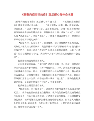 《致敬向疫而行的你》观后感心得体会5篇 