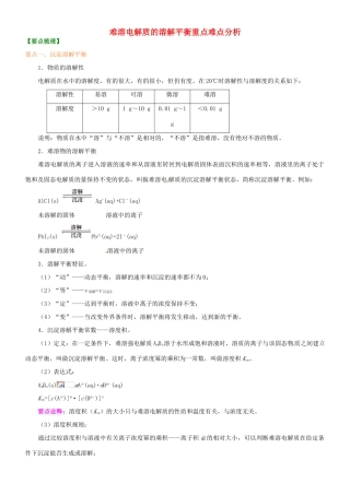 高中化学《难溶电解质的溶解平衡》重点难点解析 新人教版选修3