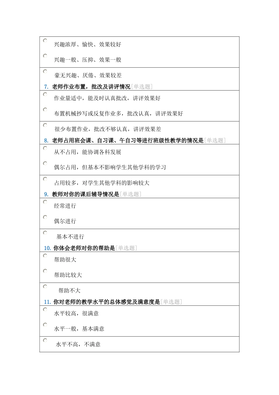 小学教育教学问卷调查_第2页