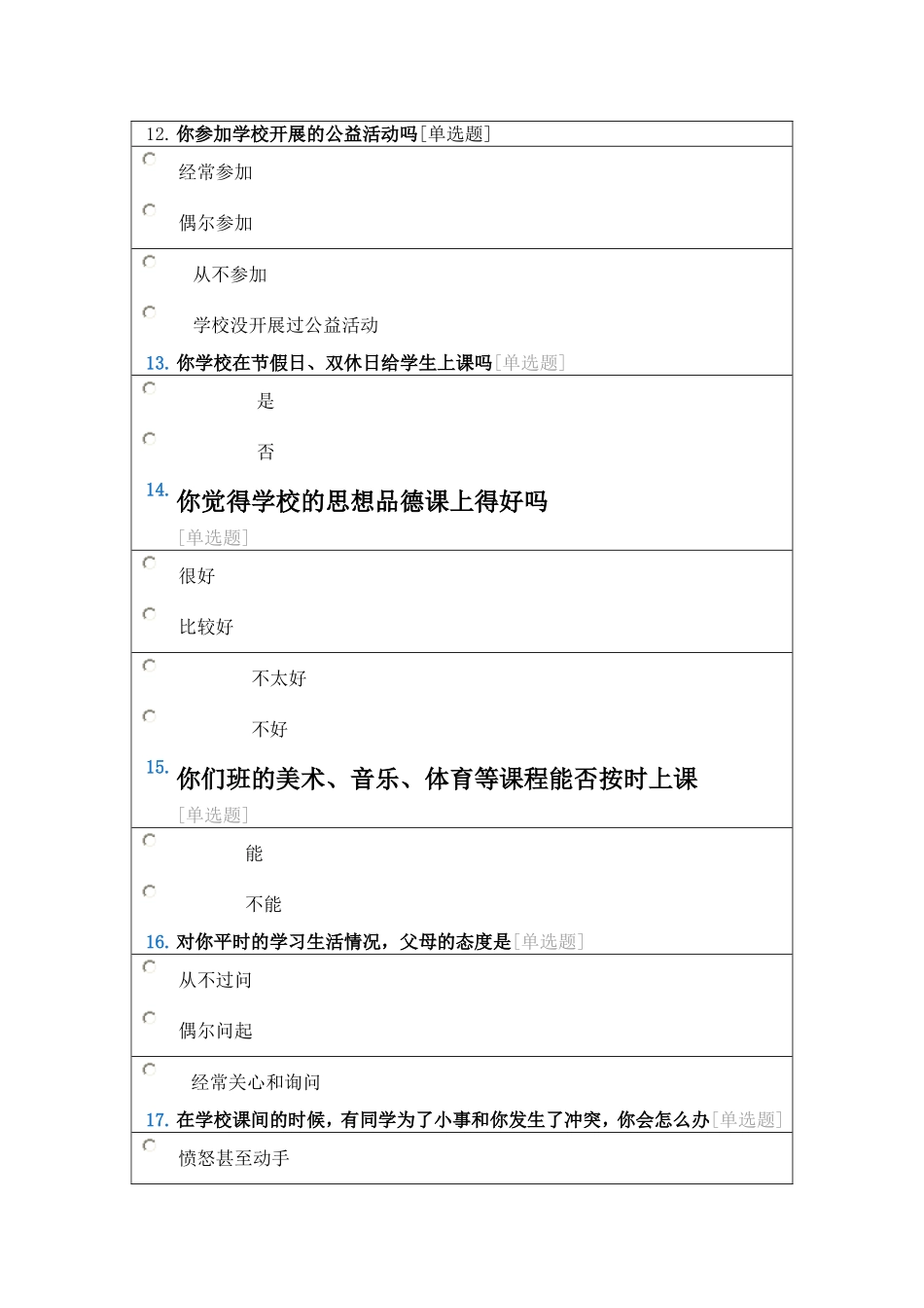 小学教育教学问卷调查_第3页