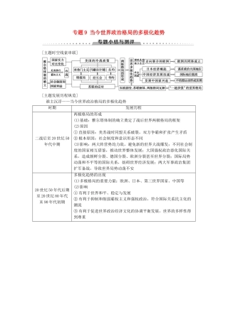 高中历史 专题9 当今世界政治格局的多极化趁势专题小结与测评学案 人民版必修1-人民版高一必修1历史学案