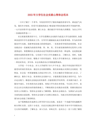 20XX年大学生社会实践心得体会范本 (000001)