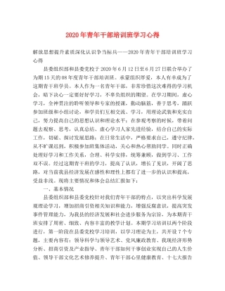 2024年青年干部培训班学习心得 