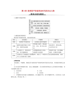 高中历史 第3章 欧美资产阶级革命时代的杰出人物章末小结与测评学案 北师大版选修4-北师大版高二选修4历史学案