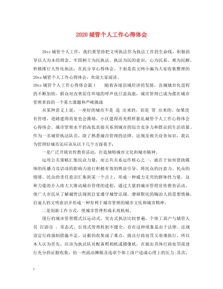 2024城管个人工作心得体会 