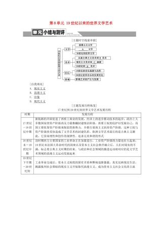 高中历史 第8单元 19世纪以来的世界文学艺术单元小结与测评学案 北师大版必修3-北师大版高二必修3历史学案