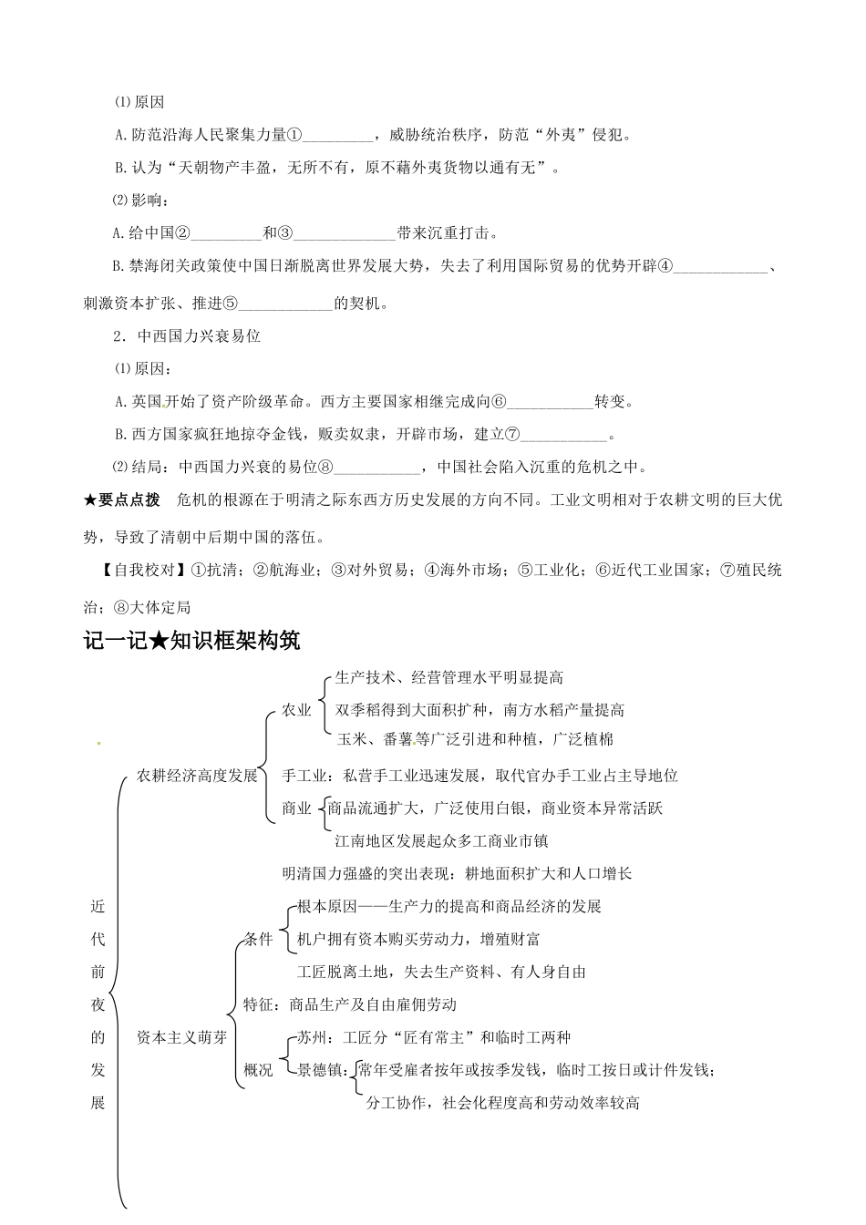 高中历史 16《近代前夜的发展与迟滞》精品学案 新人教版必修2_第3页