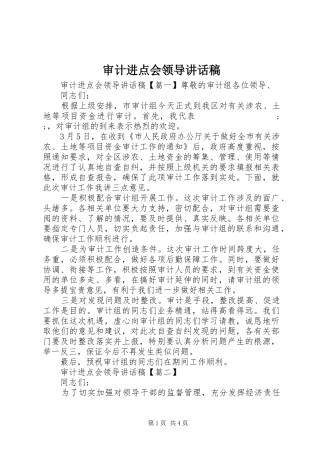 审计进点会领导讲话发言稿