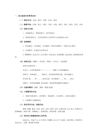 语文阅读分析常用名词