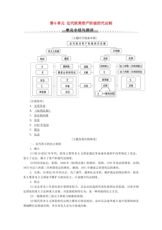 高中历史 第6单元 近代欧美资产阶级的代议制单元小结与测评学案 北师大版必修1-北师大版高一必修1历史学案