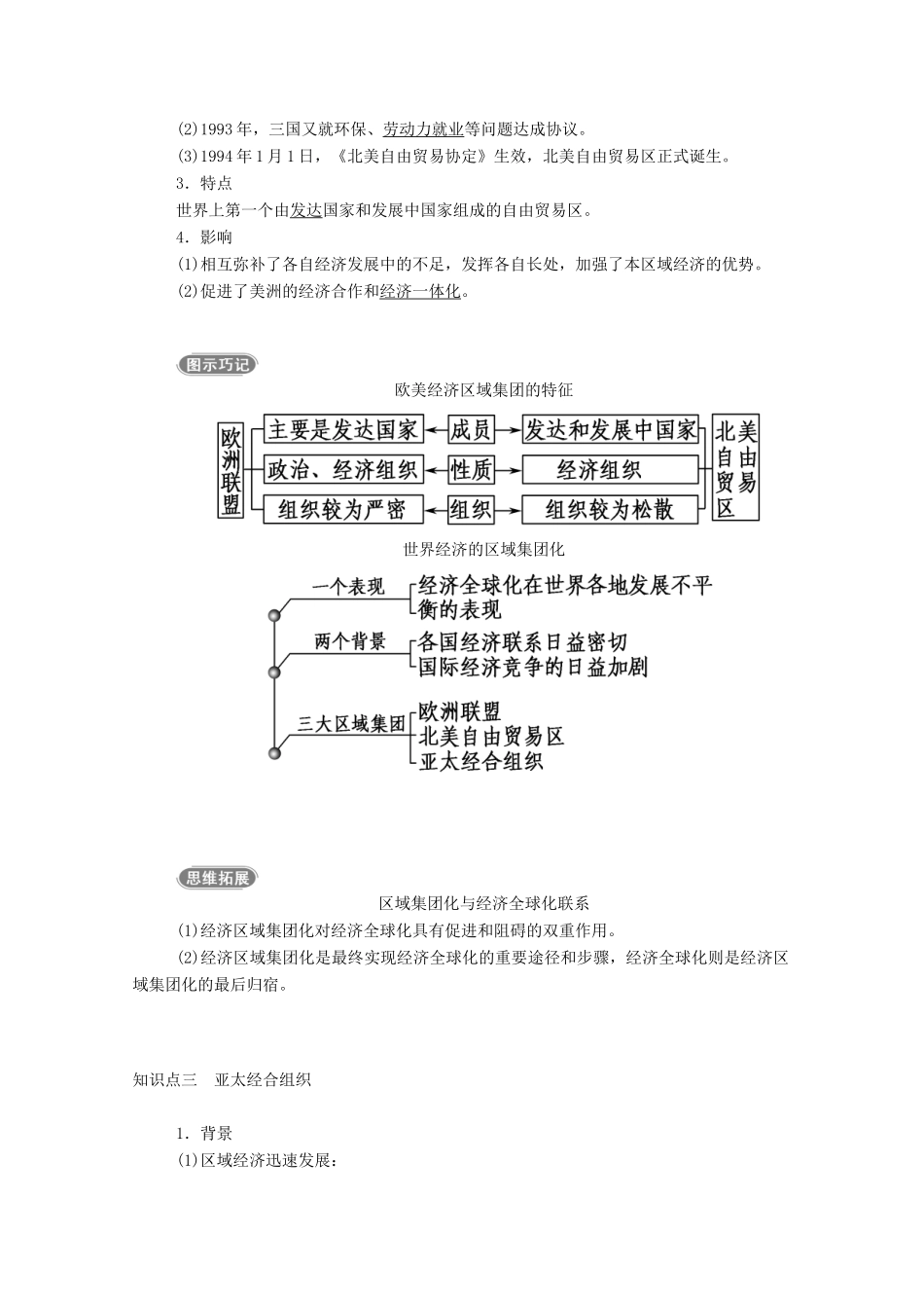 高中历史 专题八 当今世界经济的全球化趋势 二 当今世界经济区域集团化的发展学案（含解析）人民版必修2-人民版高一必修2历史学案_第2页