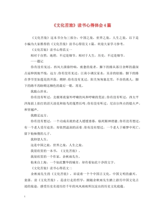 《文化苦旅》读书心得体会4篇 