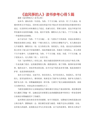 《追风筝的人》读书参考心得5篇 