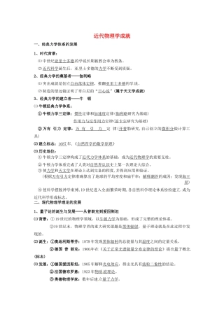 陕西省榆林一中高中历史 7-1 近代物理学成就学案 人民版必修3