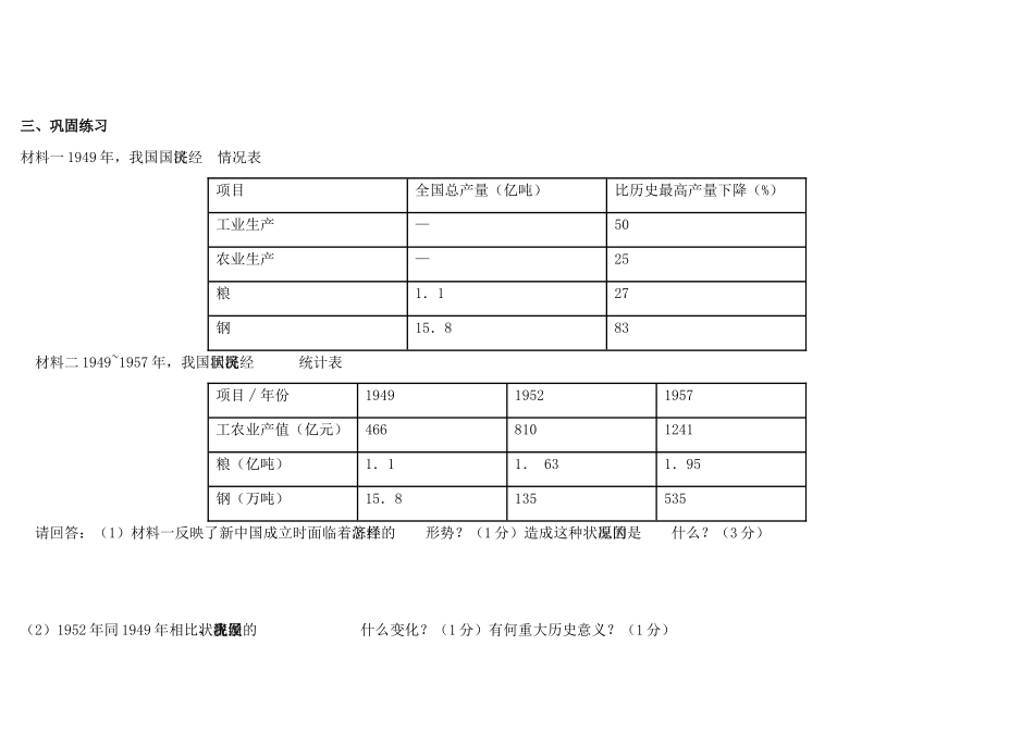 江苏省溧阳市高中历史 第11课 经济建设的发展和曲折学案 新人教版必修2_第2页