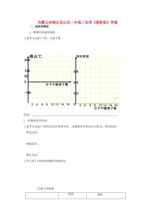 内蒙古赤峰元宝山区二中高二化学《脂肪烃》学案