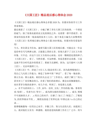 《大国工匠》精品观后感心得体会2024 