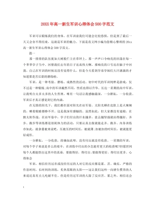20XX年高一新生军训心得体会500字范文 