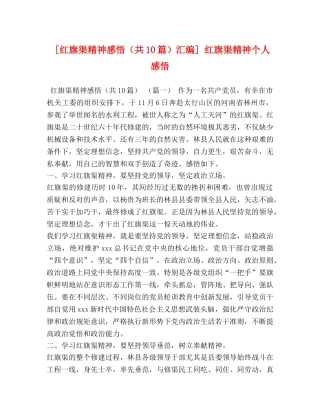 [红旗渠精神感悟（共10篇）汇编] 红旗渠精神个人感悟 