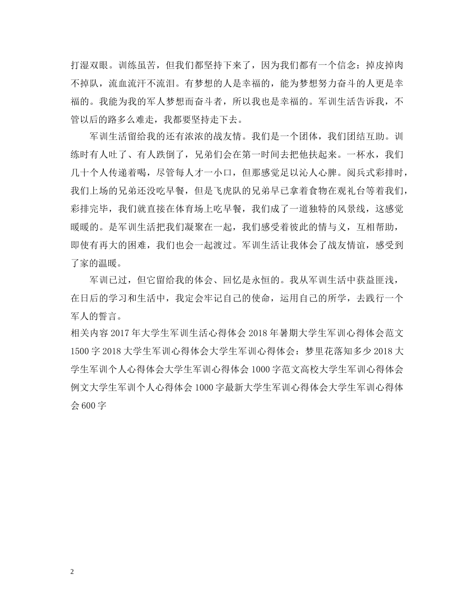 20XX年高校大学生军训心得体会 _第2页