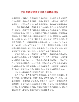 2024年解放思想大讨论自查情况报告 