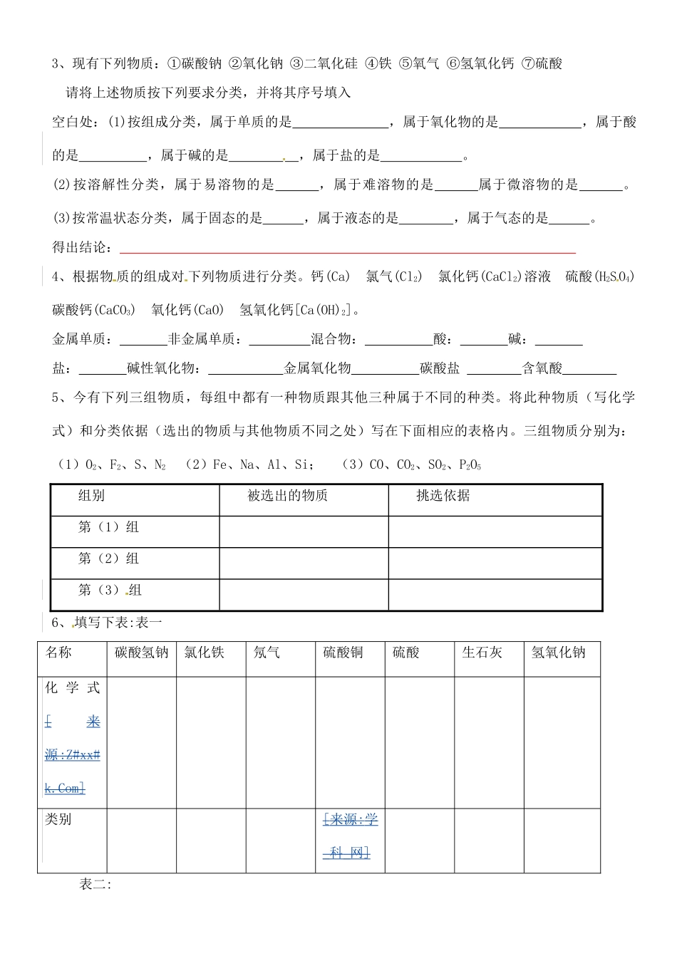 江苏省徐州市王杰中学高中化学 物质的转化与分类（第一课时）学案 新人教版必修1_第3页