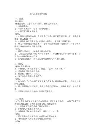 幼儿园观察案例分析