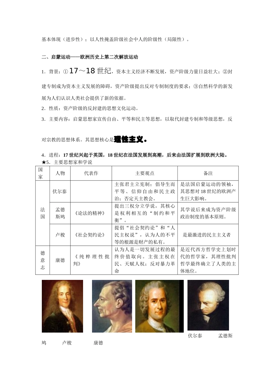 江苏省赣榆高级中学高中历史第一轮复习学案——西方人文精神的发展_第3页