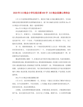 2024年315晚会小学生观后感400字 315晚会直播心得体会 