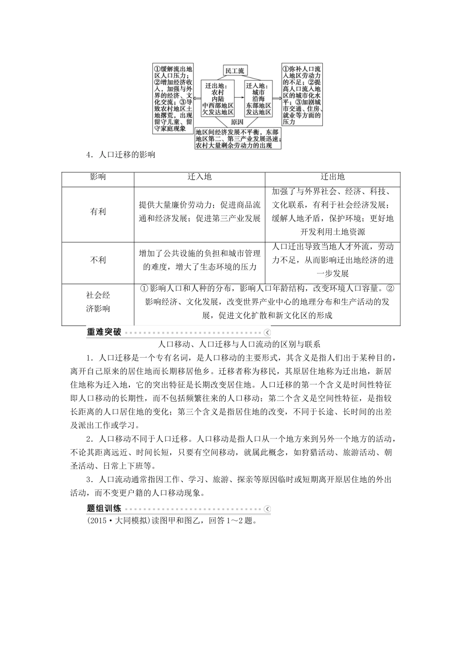 优化方案（福建专用）高考地理总复习 第六章 第16讲 人口的空间变化学案-人教版高三全册地理学案_第2页