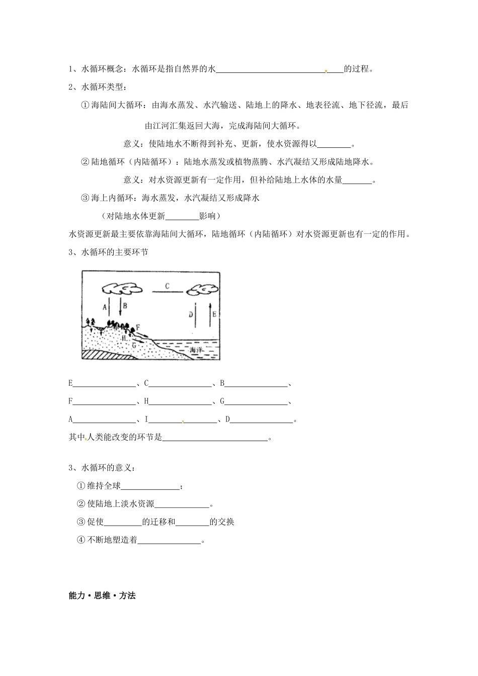 海南省海口市第十四中学高中地理 第三章 第1课 自然界的水循环学案1 新人教版必修1_第2页