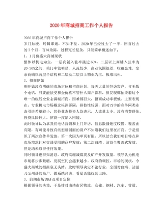 2024年商城招商工作个人报告 