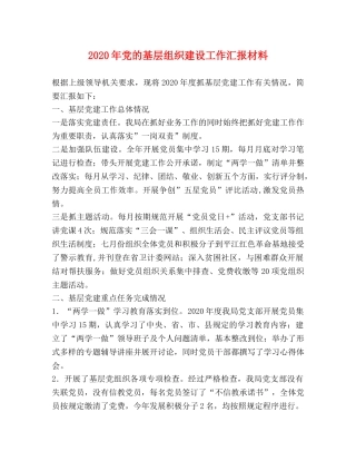 2024年党的基层组织建设工作汇报材料 