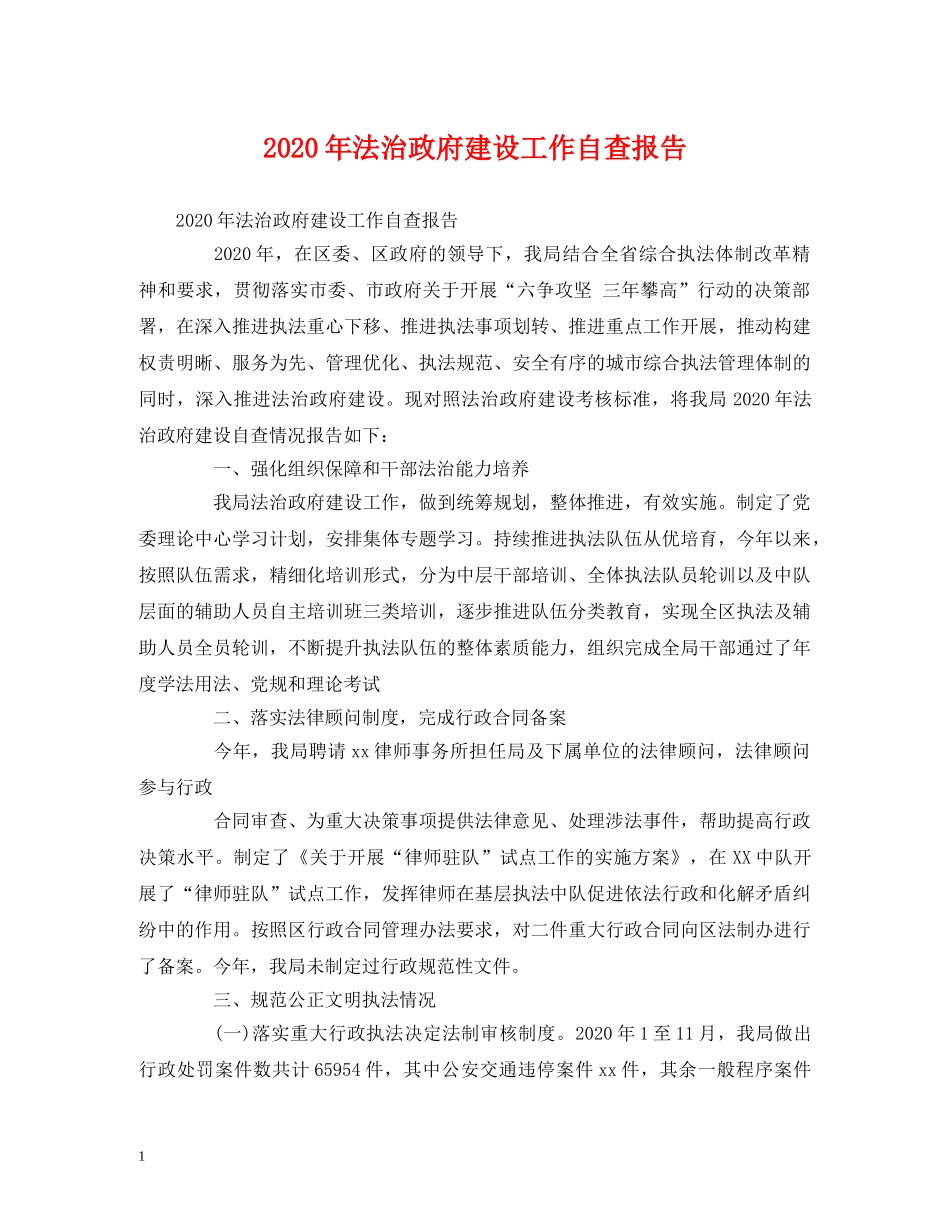 2024年法治政府建设工作自查报告 _第1页