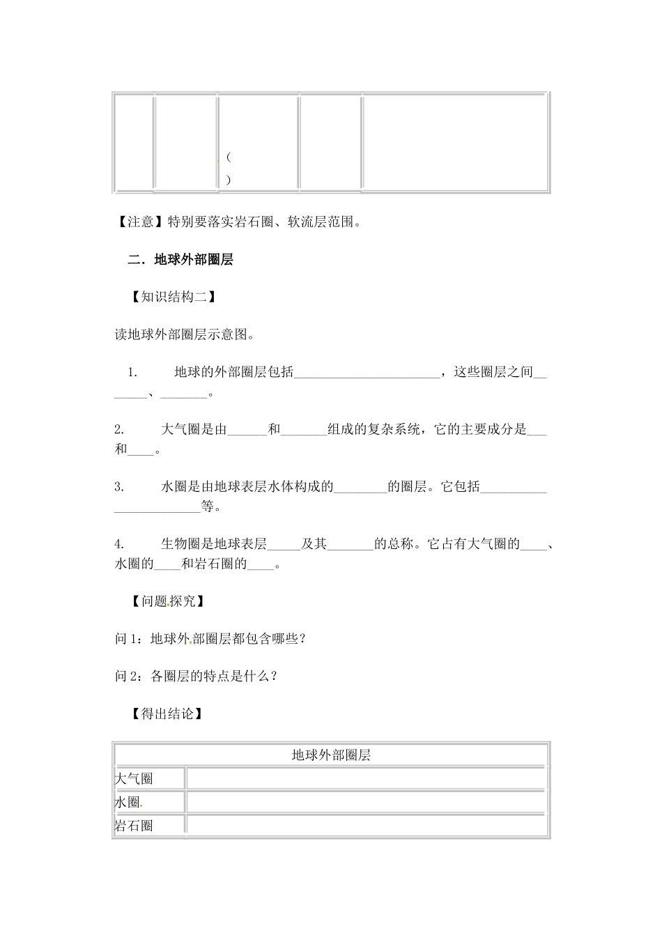 江苏省常州市西夏墅中学高一地理 1.4地球的圈层运动教学案_第3页