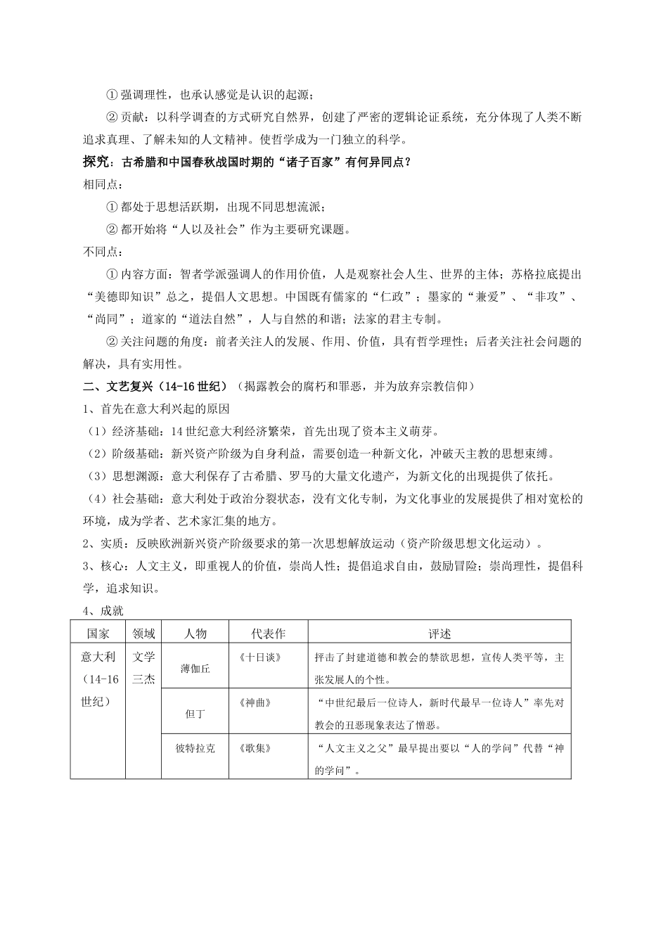 高中历史第二单元《西方人文精神的起源及其发展》复习学案必修三_第3页