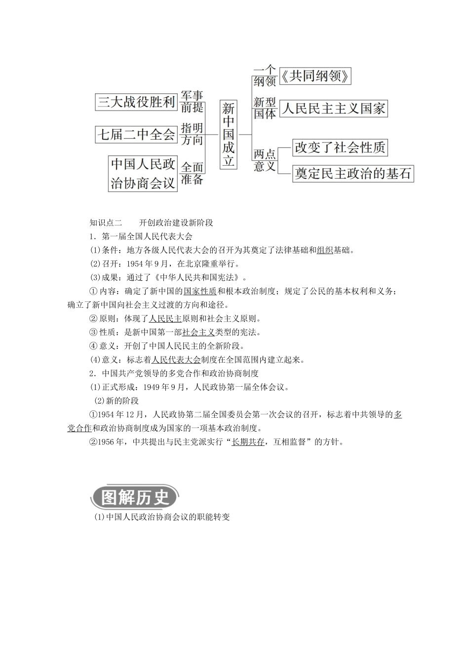 高中历史 专题四 现代中国的政治建设与祖国统一 一 新中国初期的政治建设学案（含解析）人民版必修1-人民版高一必修1历史学案_第2页