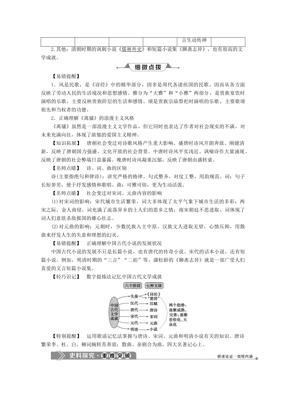 高中历史 第二单元 古代中国的科技与文化 第5课 古代文学的辉煌成就学案 北师大版必修3-北师大版高一必修3历史学案_第3页