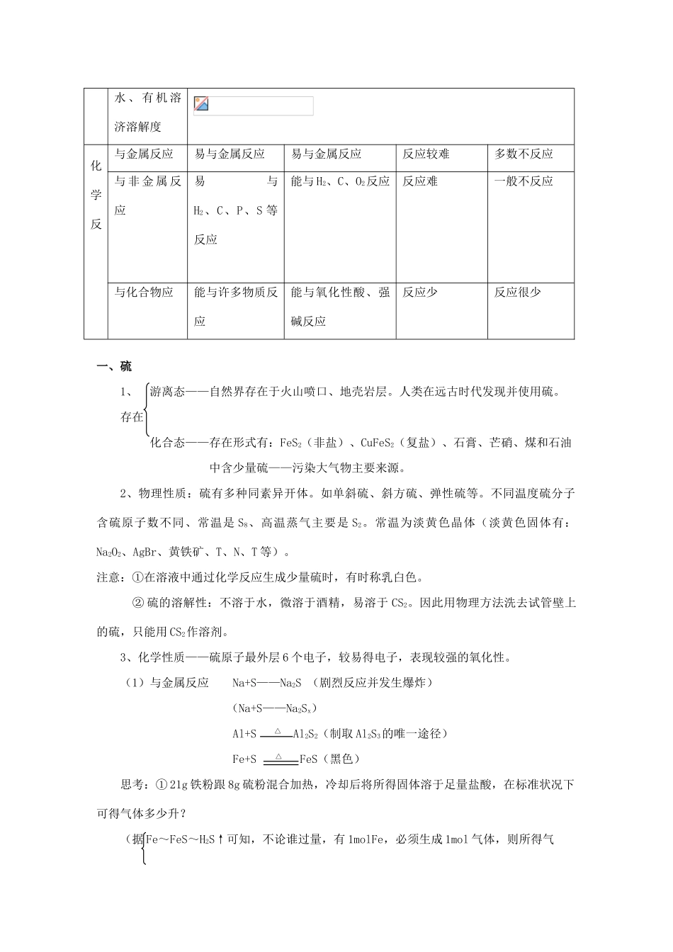重庆市高一化学 氧族元素学案 新人教版_第2页