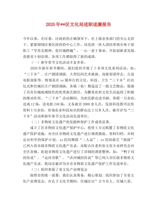 2024年--区文化局述职述廉报告 
