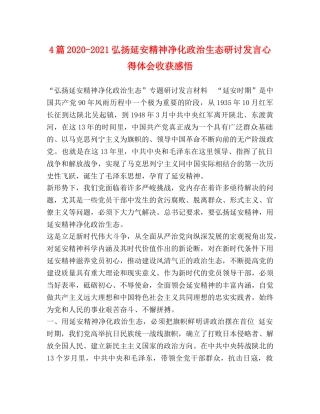 4篇2024-2024弘扬延安精神净化政治生态研讨发言心得体会收获感悟 