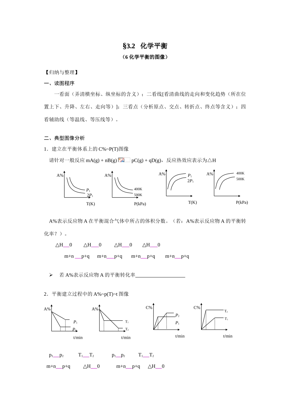 南京市08届高三化学一轮复习教学案“化学平衡图象”_第1页