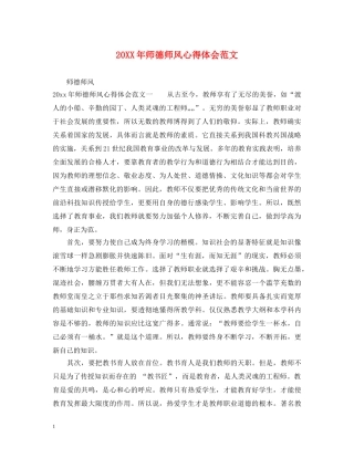 20XX年师德师风心得体会范文 (000002)