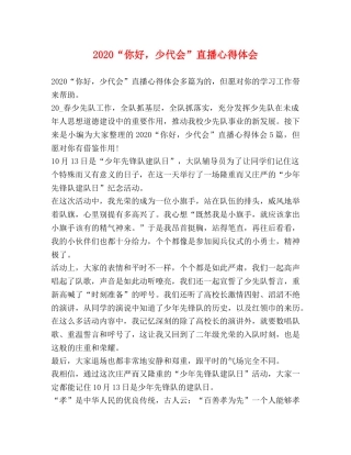 2024“你好，少代会”直播心得体会 