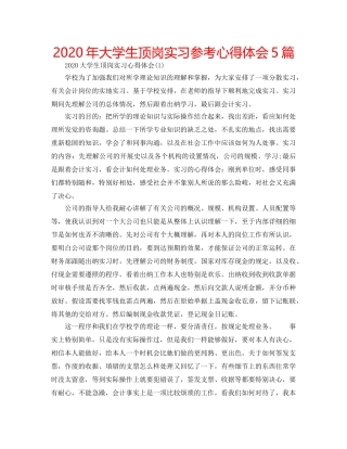 2024年大学生顶岗实习参考心得体会5篇 