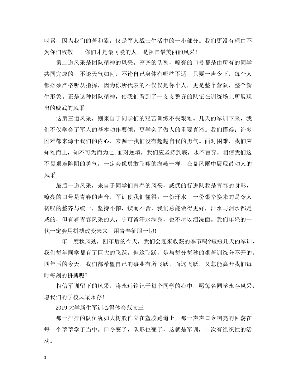 20XX年大学新生军训心得体会范文 _第3页
